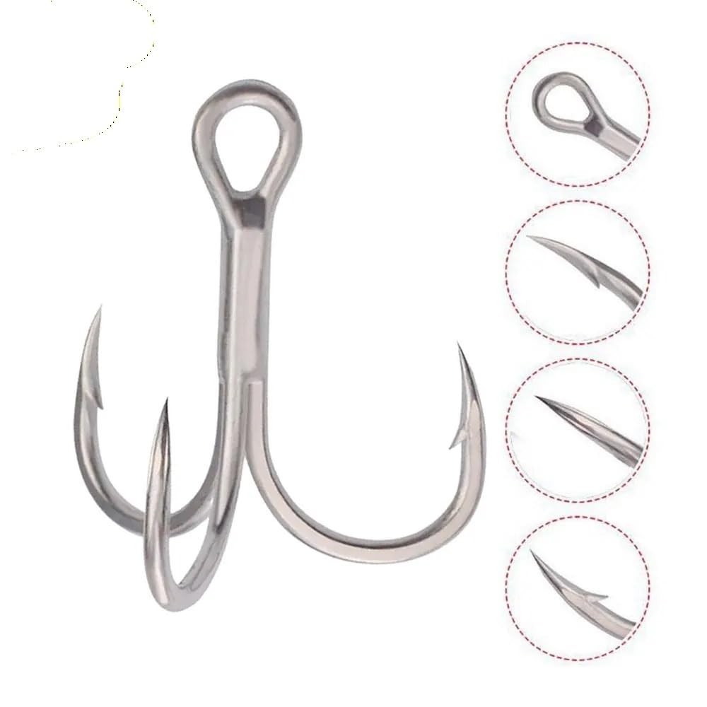 100 Uds anzuelos triples 4X Anzuelo de Pesca Fuerte Brabed Sharp Triple mar anzuelos de Pesca anzuelos de Asistencia