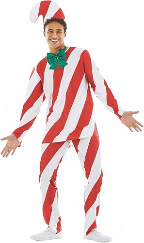 fun shack Disfraz de bastón de caramelo para adulto, traje de bastón de caramelo, disfraz de caramelo para hombres adultos, disfraz de bastón de