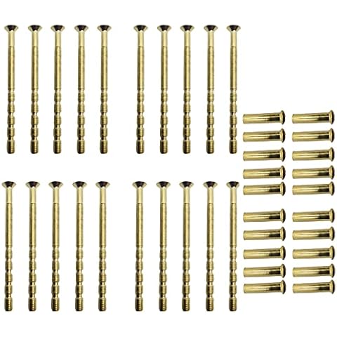 20 x M4 Bolt Connecting Screws and Sleeve, Male to Female, for Door Handle, Knobs, Escutcheons and Others (Brass) Cover