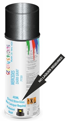 SCOOBYS PAINTS BACK IN THE MIX Direct Gloss Aerosol Spray Paint For Mercedes Dark Gray Code: 7725 No Lacquer Required