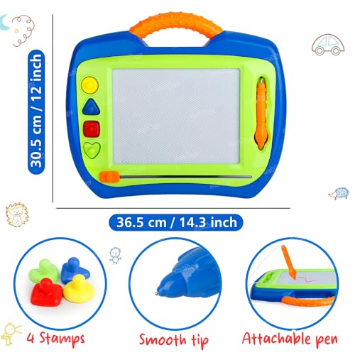 Image of Zest 4 Toyz Magnetic Drawing Board for Kids Writing Tablet Slate Board LED Slate with Pen and Stamps Writing Pad for Students Educational Toy Birthday Gift for Kids - Random Color