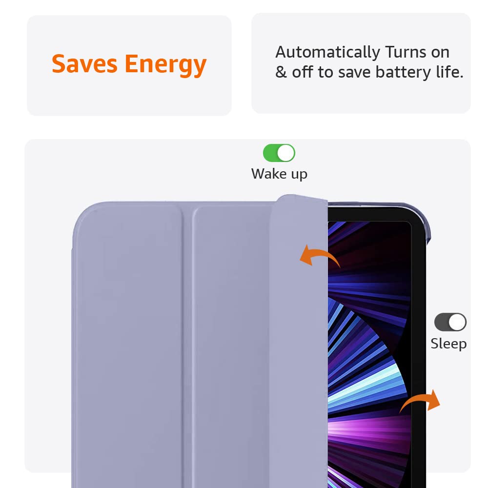 AmazonBasics Smart Trifold Hard Matte Back Flip Stand Case Cover for iPad Pro 2nd / 3rd / 4th Generation 11 inch 2020/2021/2022, Support 2nd Gen Apple Pencil Charging, Auto Sleep/Wake Case - Lavender offers donot miss