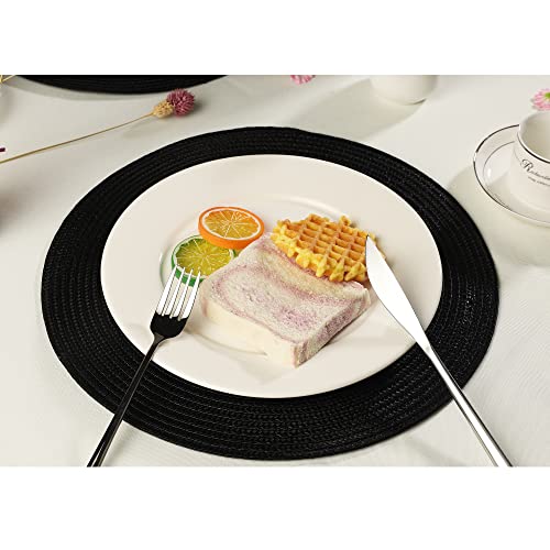 HNVNER Black Round Placemats and Coaster Set of 6, Woven Table Mats Washbale Heat Resistant Place Mats for Dining Table - Cosy Home Interiors HNVNER Black Round Placemats and Coaster Set of 6, Woven Table Mats Washbale Heat Resistant Place Mats for Dining Table - Image 7