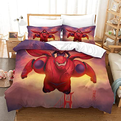 Baymax Funda Nórdica Conjunto 3D Estampado Funda De Edredón Y Funda De Almohada Juego De Cama...