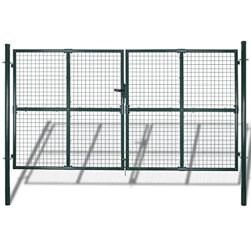 Seeye Durable Chain Link Fence with Posts and Lockable Gate, Steel Construction, 4.1ft x 49.2ft, Dark Green