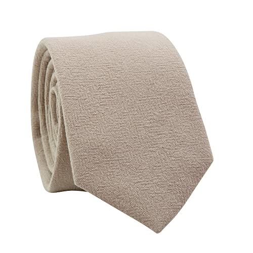 Image of DAZI Men's Skinny Tie, Cotton Wool Linen Necktie, Great for Weddings, Groom, Groomsmen, Missions, Dances, Gifts.