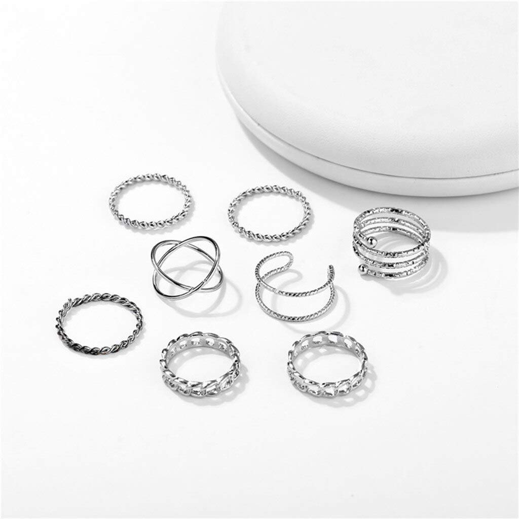 Bohemian Oxidised Rings Combo - Set of 8 Rings