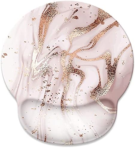 Goodsprout Rose Gold Marble Mouse Pad with Wrist Rest Support,Cute Custom Gaming Made Non Slip Rubber Base Mousepad, Ergonomic Mouse Wrist Rest Pad Computer Laptop (Rose Gold Marble), 250mmx230mmx5mm
