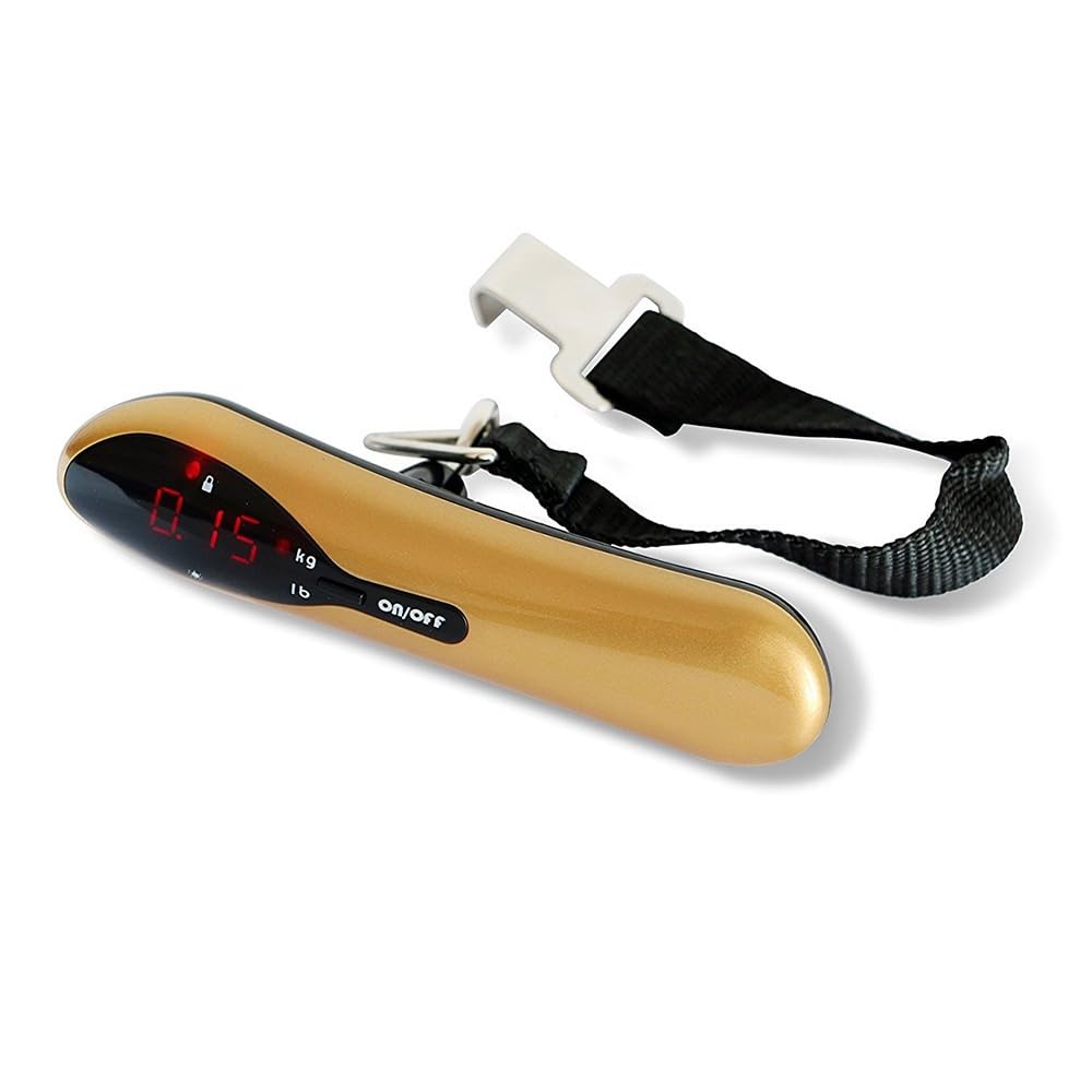 Electronic Handheld Luggage Scale, 50kg Mini Travel Scale for Shipping, High-Precision Portable Scale for Grocery Bags(Champagne Gold)