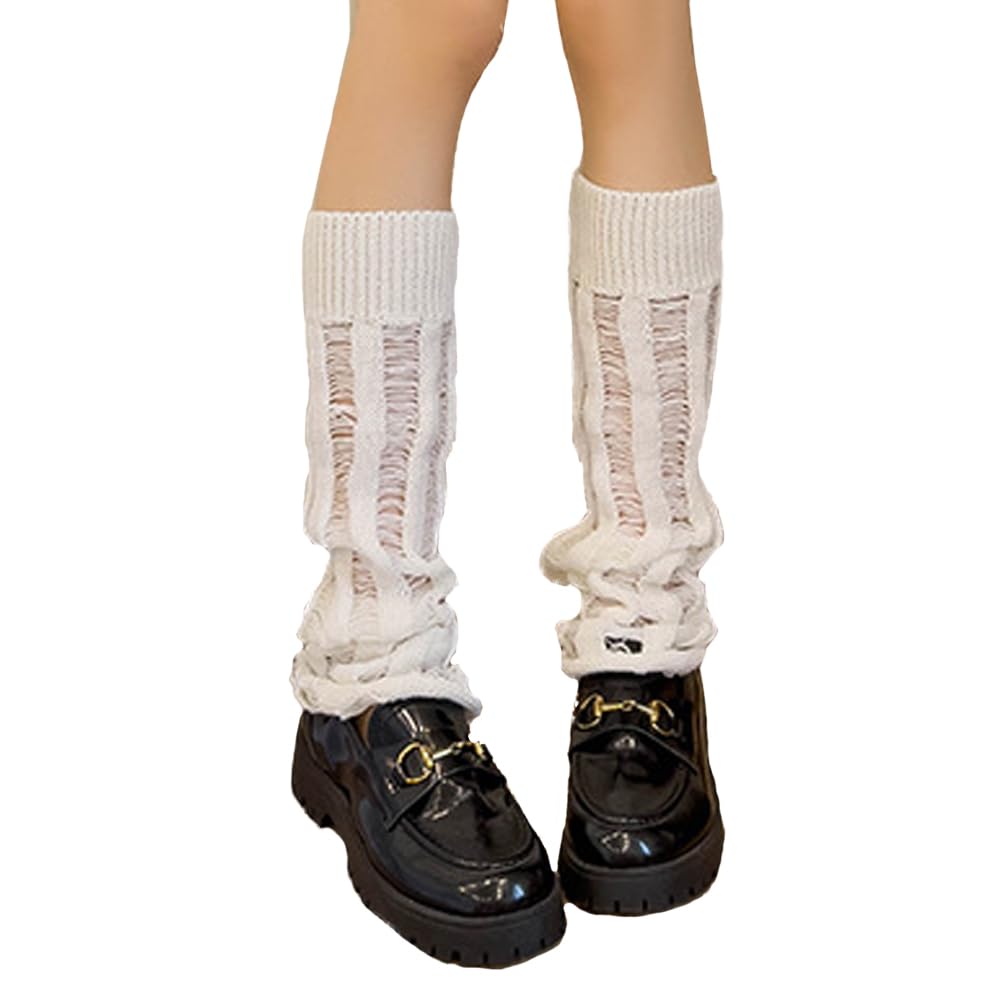 YELAIVP Womens Leg Warmers Knit Kawaii Y2K Harajuku Leg Warmers with Adjustable String for Women Lolita Accessories
