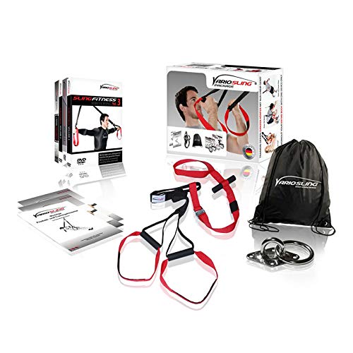 BASIC zestaw do treningu z zawieszeniem, z kotwicą do drzwi, plakat do ćwiczeń, DVD do treningu całego ciała w domowej siłowni, torba do przenoszenia, waga ciała, trening siłowy i fitness,