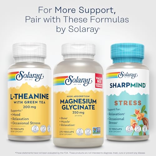 Image of SOLARAY L-Theanine 200mg with Green Tea - Healthy Mood, Relaxation and Occasional Stress Support - Lab Verified, Vegan, Gluten Free - 90 Servings, 90 VegCaps