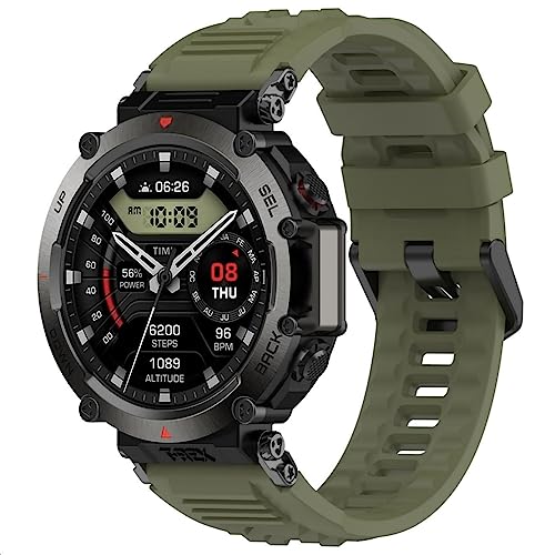 GIOPUEY Correas Compatible con Amazfit T-Rex Ultra, Suave Silicona La Correa [Resistente al Desgaste] [Transpirable] Pulsera - Army Green