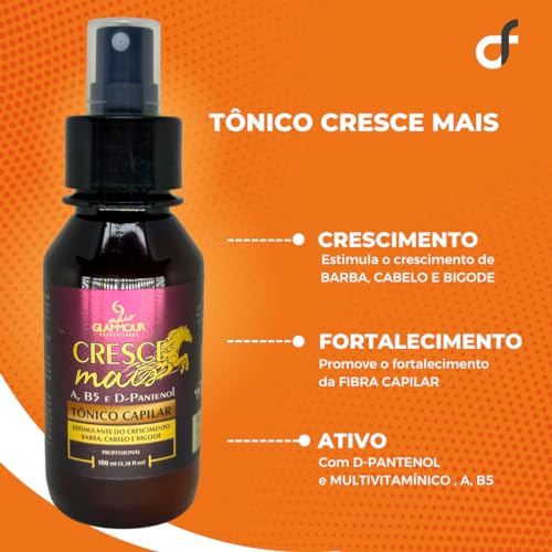 Tônico Capilar Antiqueda Crescimento Cresce Mais 100ml D-Pantenol Cabelo Barba Bigode
