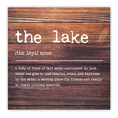 Panneau en bois The Lake Definition avec citations primitives
