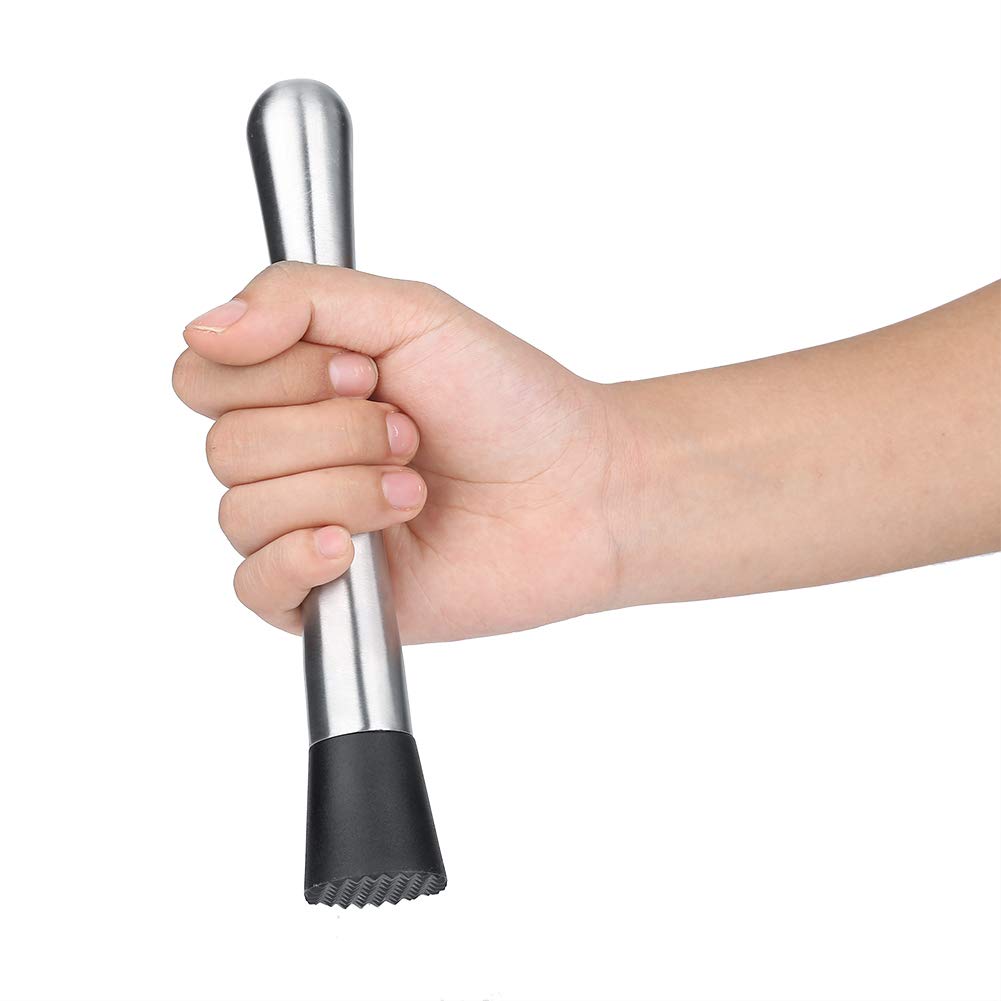 Muddler For Cocktails, Less Steel Cocktail Muddler Wine Mixing Twists with Grid Texture For Set Bar, Restaurant, Pub And Home Use