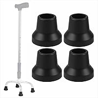 Vista 1 de Puntas de muletas cuádruples para caminar y estar de pie, reemplazo de bastón de palo, estabilidad adicional, goma, 4 piezas (58 pulgadas)