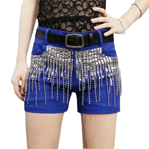 Short en jean à paillettes pour des soirées d'été décontractées en bleu XS