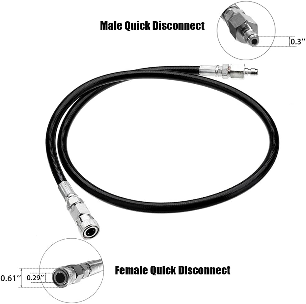 Universal 24" DN2 Microbore Hose 4500 PSI PCP Paintball Fill Whip with Foster Quick-Detach Assembly Male to Female HPA Fill Station (1/8 NPT Male DN2 Refill Hose) - Image 6
