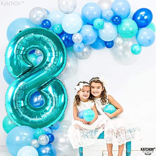 Image of KatchOn Giant Blue Teal Number 8 Balloons-40 Inch, Happy 8th Birthday Decor