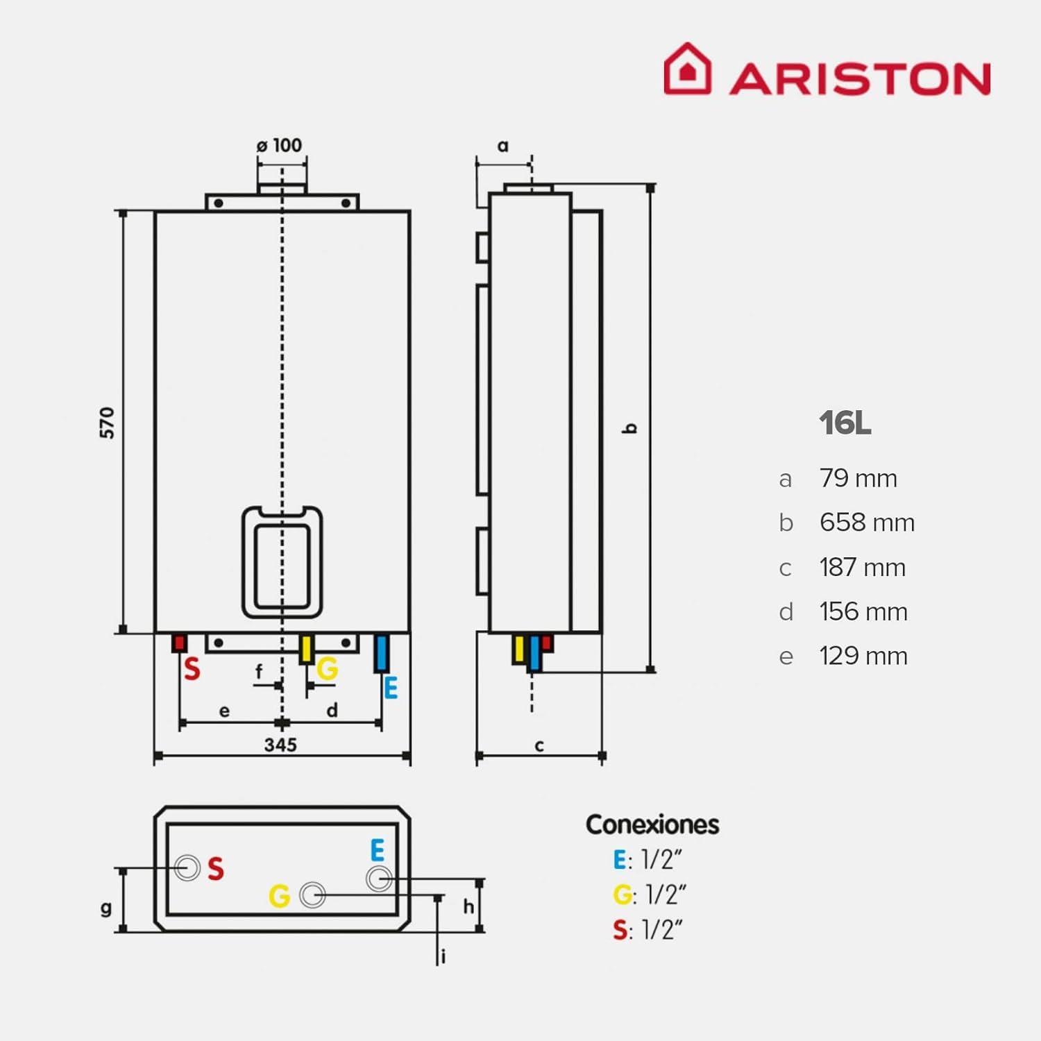Ariston Next Evo X SFT 16 Gaz Butano/Propano Scaldabagno ermetico Bianco