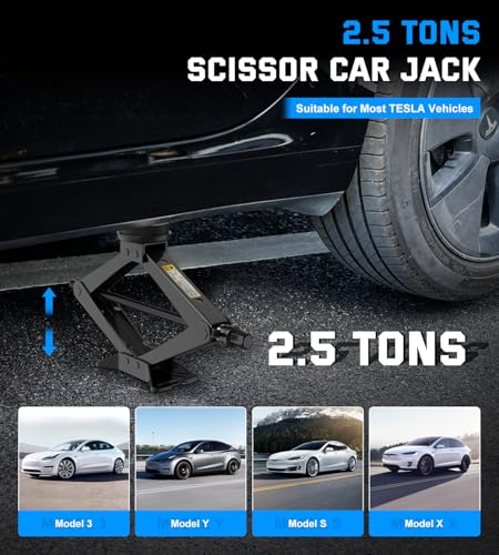 Image of Car Jack for Tesla, 2.5 Ton Car Scissor Jack Kit for Tesla Model Y Model 3 /S /X, Tire Changing Kit with 2 Tesla Specific Jack Pads