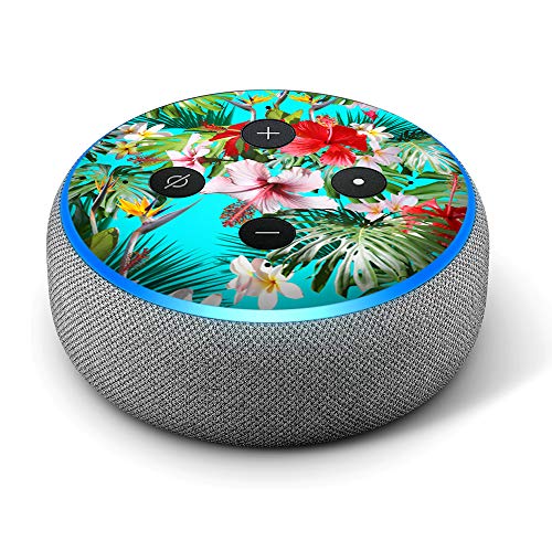 Image of Tropical Red Hibiscus - Amazon Echo Dot 3rd Generation Alexa Compatible Vinyl Decal Skin - Smart Home Speaker Decor, Great Accessory Gift for Mom, Dad, Birthday, Kids