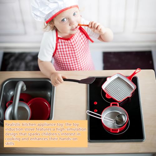 Totority Kids Play Kitchen Appliance Toy Realistic Induction Stove with Sound & Light Play Kitchen Stove Top for Toddlers Portable Pretend Burner for Indoor Outdoor - image 2