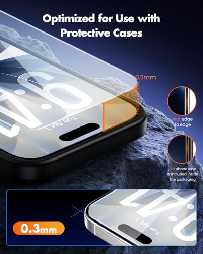 Image of UNBREAKcable for iPhone 17 Screen Protector [Quick-Installation Box] 3-Pack 9H+ Hardness Shatterproof Tempered Glass [99.99% HD Clear] [Case Friendly] [Bubble Free] for iPhone 17 6.3 inch