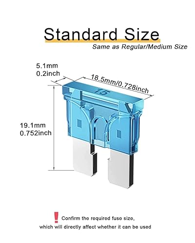Miniatura 2 de 20 fusibles estándar de 15 A para automóvil, fusibles automotrices de 15 amperios (ATOAPRATS), fusible de hoja de 32 V (1224 V) para RVcamiónSUV