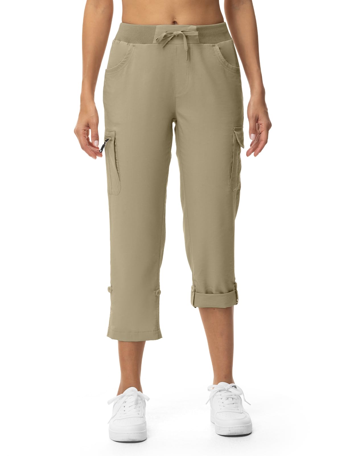 TBMPOY Womens Cargo Capris Lightweight Hiking Pants 6 Pockets Quick Dry Casual Outdoor Trip Loose Shorts Cropped Cotton