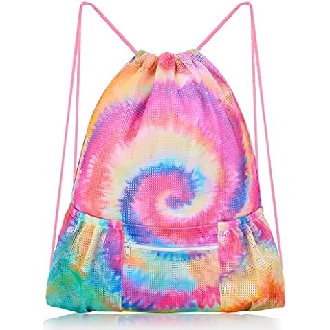 Drawstring Bags, Printed Draw String Bags Pack With Large Capacity, Mesh Swimming Bag for Girls/Boys Backpack (Tie Dye) Cover