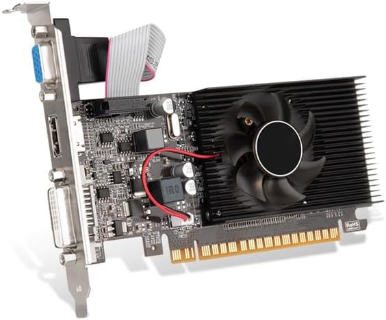 Yunseity GT610 Graphic Card, 1GB DDR3 64 Bit Gaming Graphics Card, Support DVI VGA HDMI, PCI Express 2.0 x 16 Desktop Video Card with Silence Cooling Fan