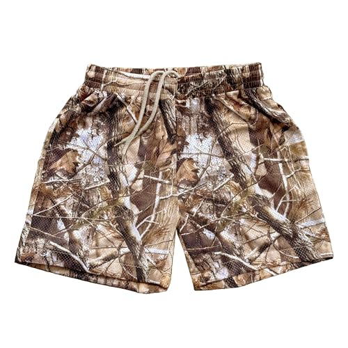Men's Camo Mesh Graphic Print Athletic Casual Cargo Workout Cool Shorts Gym Basketball Running Shorts