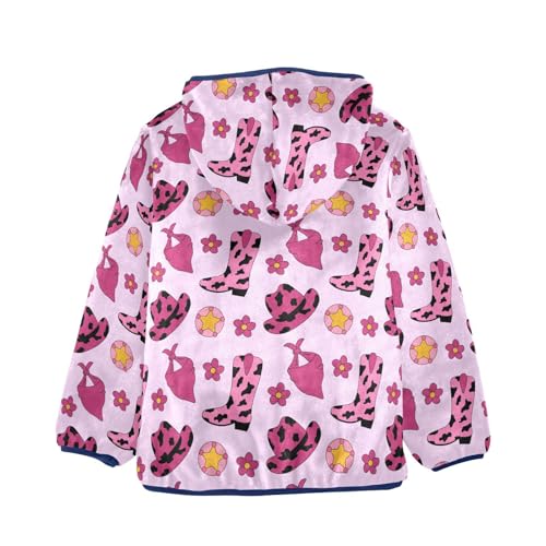 Retro Cowgirl Pink Elements Girls Fleece Jacket Girls Fall Jacket Girls Zip Up Hoodie Girls Sherpa Jacket 2-10T2
