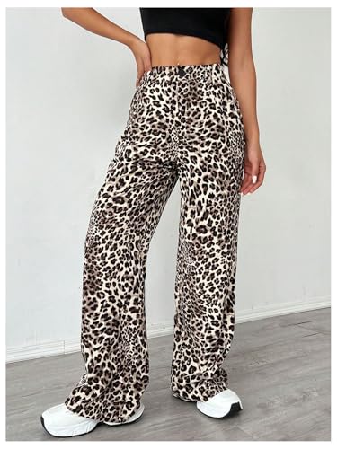 OYOANGLE Women's Graphic Print High Waist Straight Leg Long Pants Y2k Loose Casual Trousers with Pockets4