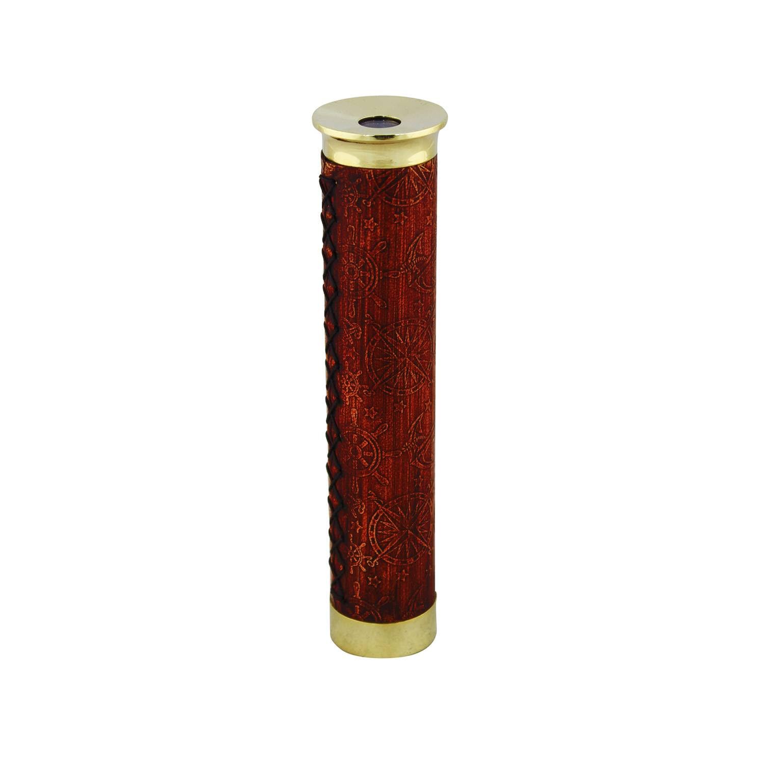 NKlaus Caleidoscopio in ottone e pelle, 17 x 3,5 x 4 cm, stile retrò, decorazione nautico, eleganza oceanica 16132