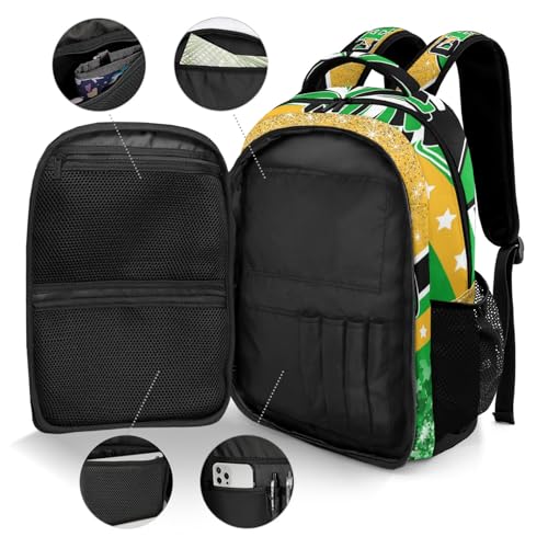 Waterproof Cheer Backpack Personalized Cheerleader Backpack for Sport Training Competition Gift(Green Gold)4