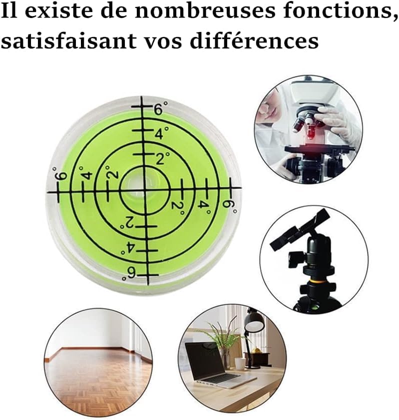 Niveau à Bulle Ronde 60mm - Mini Niveau De Poche Avec Échelle - Pour Caméra, Équipement