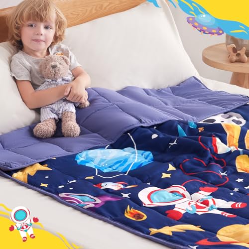 anfie Weighted Blanket Kids(40"x60" 7lbs) Weighted Blanket Cooling Blanket for Sleeping,Throw Size Breathable Blanket with Premium Glass Bead(Blue Aerospace)