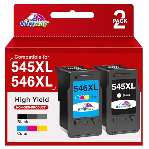 KINGWAY 545XL 546XL Ink Cartridges Replacement for Canon 545 546 Ink Cartridges PG-545 XL CL-546 XL for Pixma TS3350 TS3355 TS3150 TS3300 TR4550 MG2550S MG3050 TR4500 TS3100 TR4551 TR4650 MX495