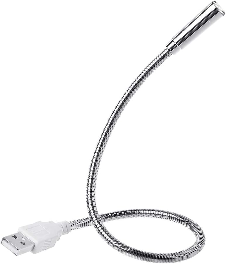 Junfamilee Silver USB Flexible Light Gooseneck Led Glowing Lamp Laptop Computers Studying for Office Working Writing Reading Accessories Desk Lamps