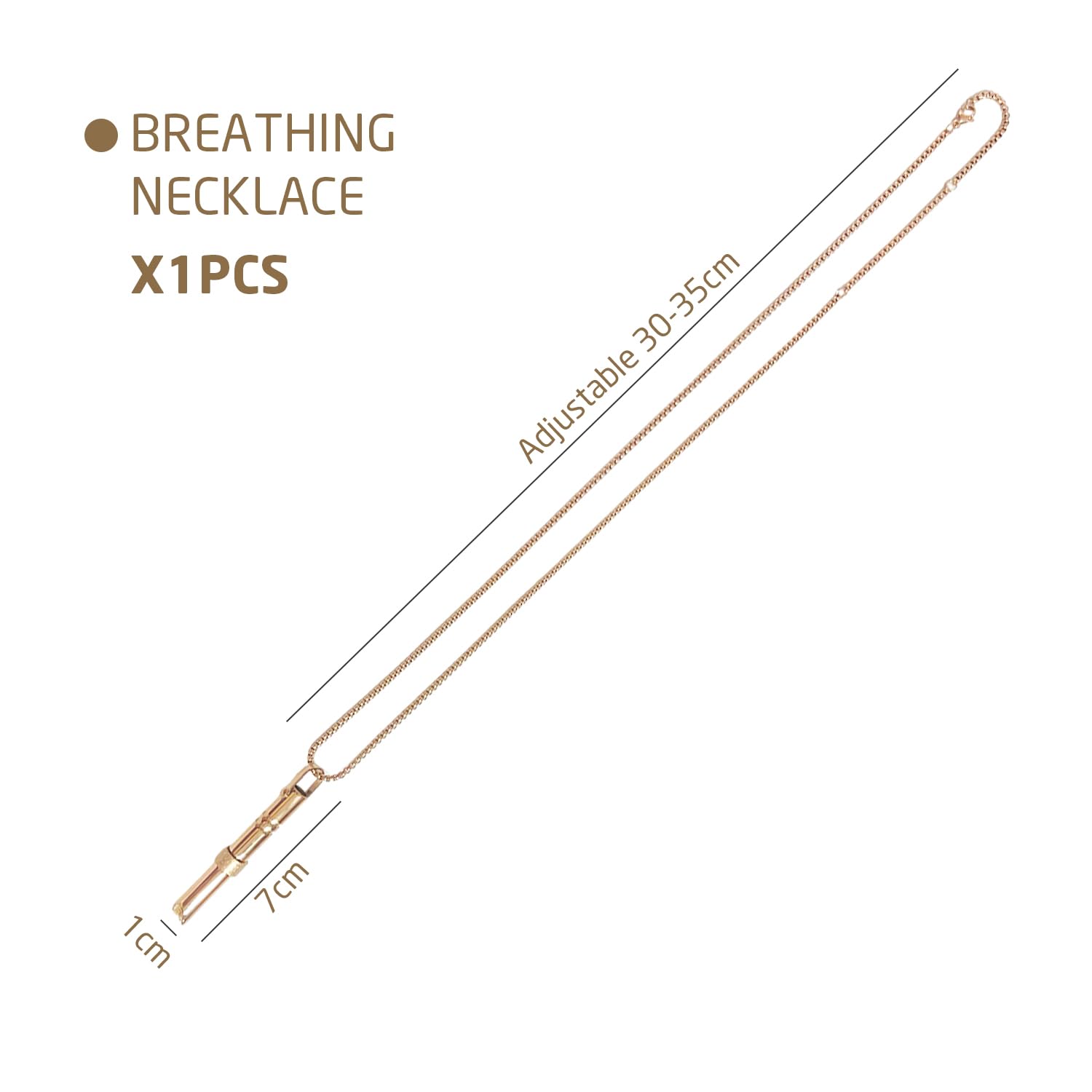 1 sifflet pour collier en acier inoxydable, décoration pour la méditation, relaxation, collier anti-stress, sifflet pour exercices de respiration profonde (or)