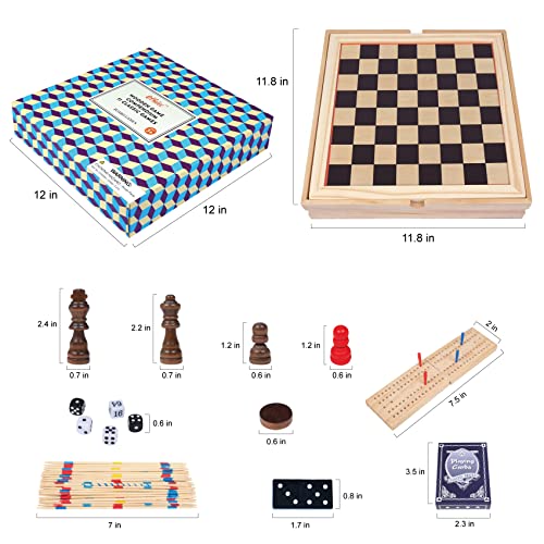 Offelec TH0019 Premium Wood Board Game Set - 9 Classics In 1 Include Chess, Checkers, Backgammon, Ludo thumb #2