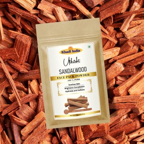 Image of Utkrisht Khadi Sandalwood Face Pack Powder 100g | Pure, Natural & Ayurvedic | For Pigmentation, Dark Spots, Breakouts & Fine Lines | Face Pack for Glowing Skin | Men & Women