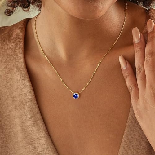 Turandoss Birthstone Necklace for Women, Dainty 14K Gold Plated Red Blue Green Diamond Emerald Birthstone Necklace 12 Month Birthstone Jewelry Birthday Gifts for Women Teen Girls2