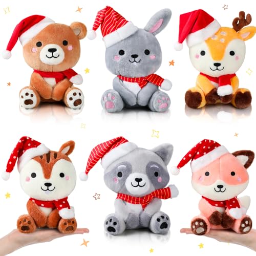Image of RoundFunny 6 Pcs Christmas in July Woodland Animals 7'' Stuffed Animals Set