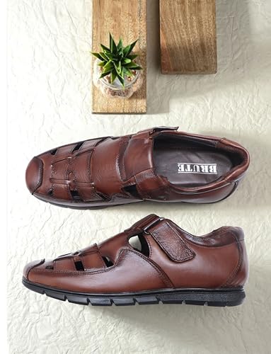 Image of BRUTE Genuine Leather Sandals for Men | Closed Fisherman Sandal