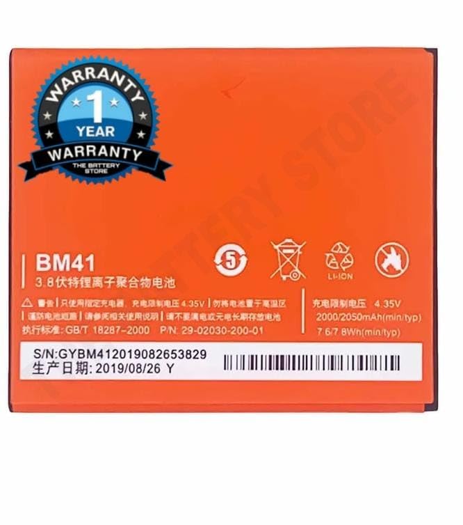 Image of THE BATTERY STORE Original BM44 /BM41 Battery for for Redmi 2 / Redmi 2S / Mi 2 / Mi2S / BM44 Battery with 6 Month Warranty and High Capacity Battery Backup (for MI 2 /2S -BM44 /BM41)