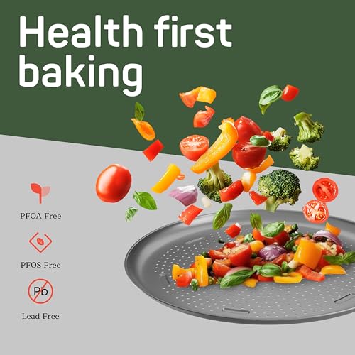 Emporio Kitchen Non-Stick Pizza Pan 2 Pack – 16 Inch Round Carbon Steel Pizza Tray with Perforated Holes, PFOAPFOSPTFE-Free, Dishwasher & Oven Safe Up To 450°F, Durable Nonstick Silver Coating by Emporio Kitchen - Image 5